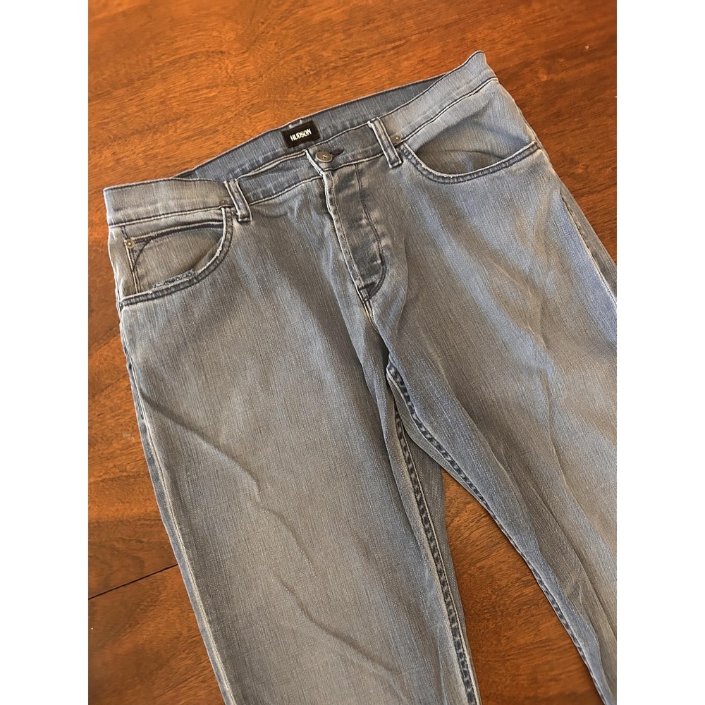Hudson Jeans Mens‎ 36x32 (33) Blue Light Wash Blake Slim Straight Stretch Denim